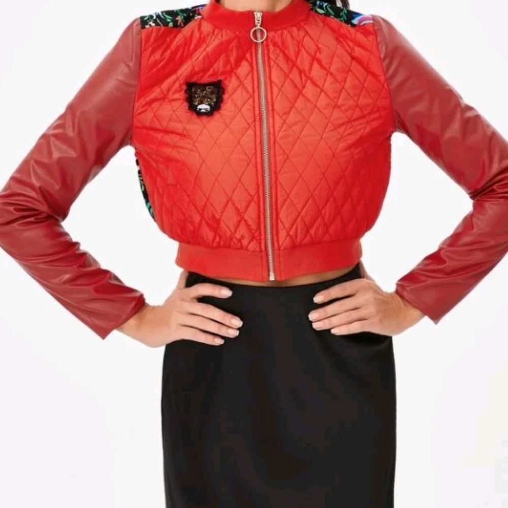 Red faux leather jacket
